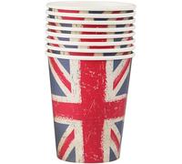 Smiffys Union Jack Vintage Style Print Paper Cups 8 Pack, 9oz, Union Jack Fancy Dress, Union Jack Dress Up Party Goods
