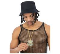 Smiffys Unisex 90s Unisex String Vest, Black Vest (Pack of 1)
