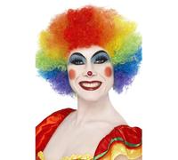Crazy Clown Rainbow Fancy Dress Afro Wig Multi Coloured Afro New by Smiffys