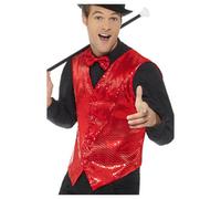 Smiffys Unisex Adult Sequin Costume Vest Red (M)