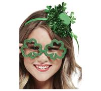 Smiffys Unisex Adult Shamrock Glitter St Patricks Day Novelty Glasses