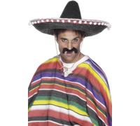 Smiffys Unisex Adults Sombrero Straw Hat, Black, One size, 25509