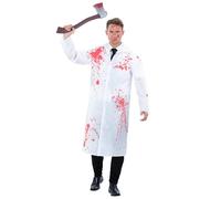 Smiffys Unisex American Killer Kit Bloody Printed PVC Poncho with Toy Axe Scary Halloween Horror Costume Accessory for Men and Women Fancy Dress