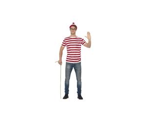Smiffy's Unisex Official Where's Wally Accessory Kit With Thsirt/hat And - wheres wally fancy dress kit mens costume adult instant waldo book week