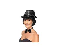 Smiffy's Unisex Sequin Trilby Hat (black) - hat sequin trilby fancy dress smiffys adult black ladies 1920s accessory