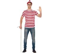 Where's Wally Instant Kit Mens Fancy Dress Waldo Book Day Week Adult Costume Set
