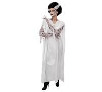 Smiffys Universal Monsters Bride of Frankenstein Costume, Adults White Dress, Bandages & Gloves, Official License Outfit with Long Neck Drape & Gloves perfect for Halloween and Themed Parties