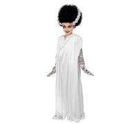 Smiffys Universal Monsters Bride of Frankenstein Costume, Childrens Dress, Bandages & Gloves, Official License Costume with Long Neck Drape & Bandage Gloves perfect for Halloween and Themed Parties