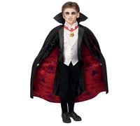 Smiffys Universal Monsters Dracula Costume, Adults Jacket, Mock Waistcoat, Cape & Medallion, Official License Outfit with Fully Lined Cape & Pendant Detail, Perfect for Halloween and Themed Parties