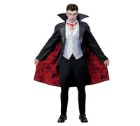 Smiffys Universal Monsters Dracula Costume, Childrens Jacket, Mock Waistcoat, Cape & Medallion, Official License Outfit with Fully Lined Cape & Pendant Detail, Perfect for Halloween & Themed Parties