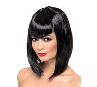 Smiffys Vamp Wig, Black Short with Fringe, Halloween Fancy Dress Accessory, Adult Dress Up Wigs