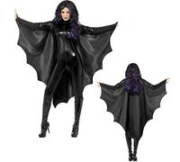 Smiffy's Vampire Bat Wings With High Collar - Black - bat vampire wings halloween black fancy dress cape ladies costume smiffys high collar adult