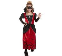 Smiffys Vampire Costume, Black with Dress & Eyemask, Halloween Child Fancy Dress, Vampire Dress Up Costumes