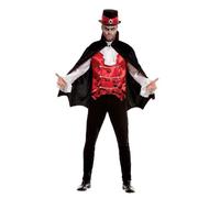 Smiffys Vampire Costume, Black with Shirt, Mock Waistcoat & Cape, Halloween Adult Fancy Dress, Vampire Dress Up Costumes