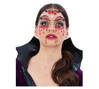 Smiffys Vampiress Face Jewels, Self-Adhesive Make-Up FX, 1 Sheet, Halloween Face Gems for Adults, Cosmetic Fancy Dress, Vampire Costume Accessories, Easy Stick Jewels, Halloween Party Makeup