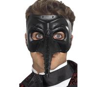 Smiffys Venetian Gothic Capitano Mask, Black , Eyemasks Fancy Dress, Adult Dress Up Eye masks