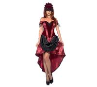 Smiffys Venetian Temptress Costume, Red with Top, Skirt & Headpiece, Halloween Carnival of The Damn Fancy Dress, Adult Dress Up Costumes