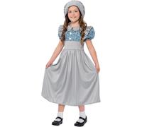 Smiffys Victorian School Girl Costume, Grey with Dress & Hat