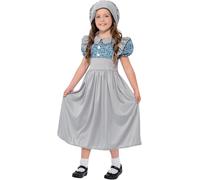 Smiffys Victorian School Girl Costume, Grey with Dress & Hat