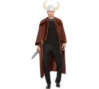 Smiffys Viking Costume, Brown with Cape & Helmet, Historical Fancy Dress, Viking Dress Up Costumes