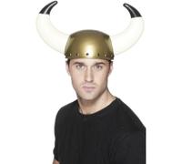 Gold Men's Viking Helemet With Horns - viking helmet smiffys fancy dress horns accessory adult unisex gold