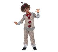Kids Vintage Clown Costume Boy Girl IT Scary Halloween Horror Fancy Dress Child