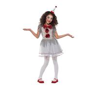 Smiffys Vintage Clown Girl Costume, Grey & Red with Dress & Headband, Halloween Child Fancy Dress, Clown Dress Up Costumes