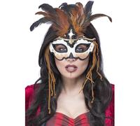 Smiffy's Eyemask Voodoo Priestess - Feathers - Halloween Fancy Dress - Limited Stock