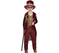 Smiffys Voodoo Witch Doctor Costume, Burgundy Jacket, Mock Top, Trousers, Hat & Necklace, Halloween Child Fancy Dress, Voodoo Woman Dress Up Costumes