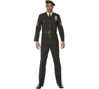 Smiffy's Adult Men's Wartime Officer Costume, Beret, Tie, Trousers, Belt And - officer wartime fancy dress mens costume army outfit adult military