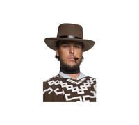 Smiffys Authentic Western Wandering Gunman Hat, Brown with Black Rim, Cowboys and Indians Fancy Dress, Adult Dress Up Hats