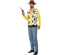 Smiffys Western Cowboy Costume, Yellow Top, Trousers & Belt, Cowboys and Indians Fancy Dress, Western Dress Up Costumes