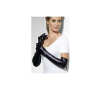 Smiffys Gloves, Wet Look, Black , Fever Gloves Fancy Dress, Fever Dress Up Accessories