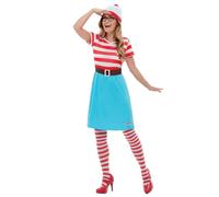 Smiffys Where's Wally? Wenda Costume, Red & White with Dress, Hat & Glasses, Officially Licensed Where's Wally Fancy Dress Costume, Perfect for a Themed Parties or Halloween