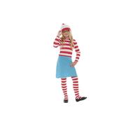 Smiffys Where's Wally Wenda Child Costume, Childrens Red & White Hat, Top, Skirt, Glasses & Tights, Iconic Bobble Hat & Glasses, Perfect for a Themed Parties or World Book Day or Halloween