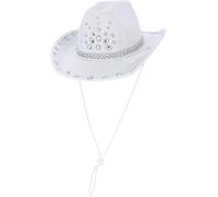 Smiffys White Rhinestone Cowboy Hat, Cowboys and Indians Fancy Dress, Western Dress Up Hats