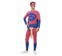Smiffys Willyman Superhero Costume, Pink & Blue (Size L)