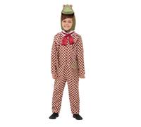 Smiffys Wind in the Willows Deluxe Toad Toddler Costume, Red Hooded All-In-One Character Bodysuit, Official License Outfit with Scarf Detail - Ideal for World Book Day or Halloween Dress-Up
