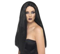 Smiffys Witch Wig, Black 60cm / 24in Long, Halloween Fancy Dress Accessory, Witch Dress Up Wigs Halloween