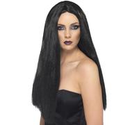 60cm Black Ladies Witch Wig - wig black witch halloween fancy dress long ladies costume accessory 60cm