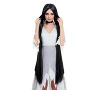 Smiffys Witch Wig Extra Long, Black 120cm Long, Halloween Fancy Dress Accessory, Witch Dress Up Wigs