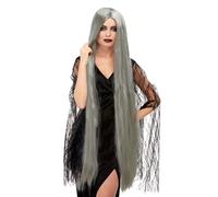 Smiffys Witch Wig Extra Long, Grey 120cm Long, Halloween Fancy Dress Accessory, Witch Dress Up Wigs