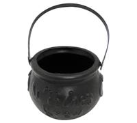Smiffys Witch's Brew Cauldron Accessory, Small Black Plastic Halloween Prop with Handle, Ideal for Trick-or-Treating, Costume Parties, and Themed Decorations