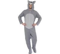 Smiffy's Adult Unisex Wolf Costume, All In One Jumpsuit, Size: L, Colour: Grey, - wolf costume fancy dress outfit adult mens ladies halloween animal