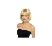 Smiffys Partyrama Wig, 12 inch, Dark Blonde Short Bob with Fringe, Ladies Glamour Wigs Fancy Dress, Adult Dress Up Wigs