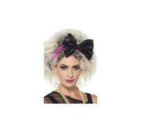 Smiffy's Women's 1980's Lace Headband - headband fancy dress lace 80s bow 1980s accessory hair black smiffys neon