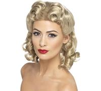 Smiffy's Women's 40's Style Blonde Shoulder Length Wig with Curls, One Size, 40's Vintage Wig,5020570262306 (US)