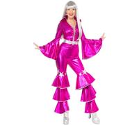 Smiffys Women's 70s Dancing Dream Costume Jumpsuit in Pink | Size: Small Smiffys Pink S