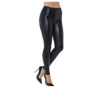 Smiffys Women's 80s Disco Metallic Leggings in Black | Size: Medium Smiffys Black M