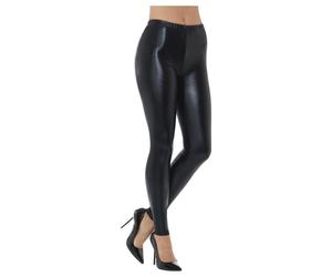 Smiffys Women's 80s Disco Metallic Leggings in Black | Size: Small Smiffys Black S
